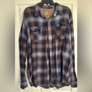 Men's Plaid Button-Down Shirt - Blue and Brown